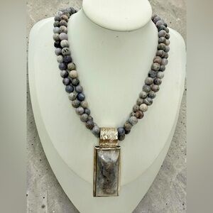 Jay King Misty Blue Stone Casas Grandes Mexico Sterling Pendant Necklace 18-20”